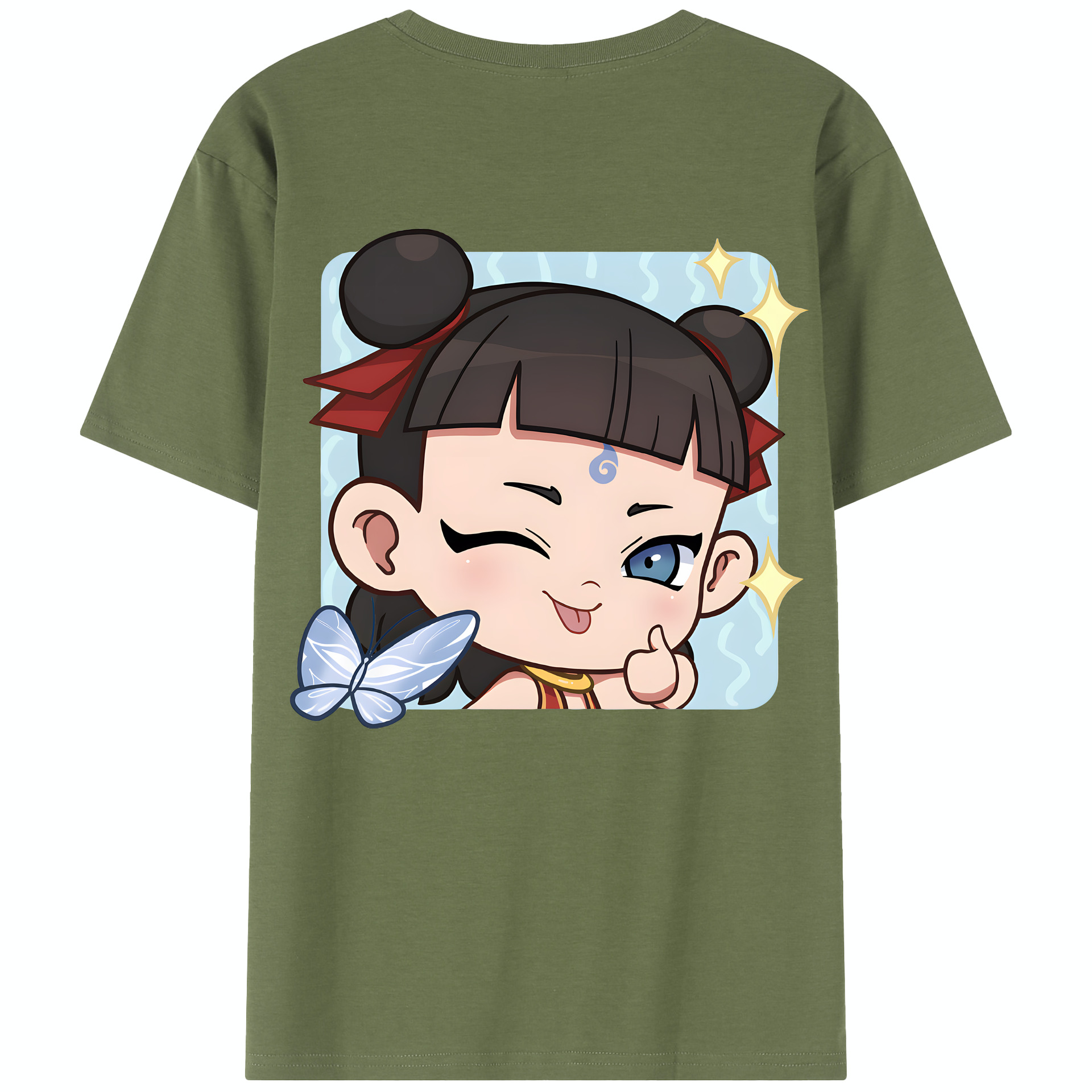 （画像用） Ne Zha 2 ナタ 魔童の大暴れ 綿100％半袖Tシャツ（背面プリント）